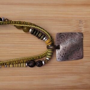 Chico's Medallion, Sea Beads, Wood beads statement necklace